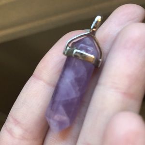 3 for $10 🌺 Faux Amethyst Gemstone Silver Tone Pendant Necklace
